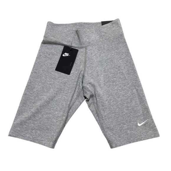 Nike Women Size XS Essential Sportswear Grey Biker Shorts Mid-Rise Tight Fit NWT - Picture 1 of 8